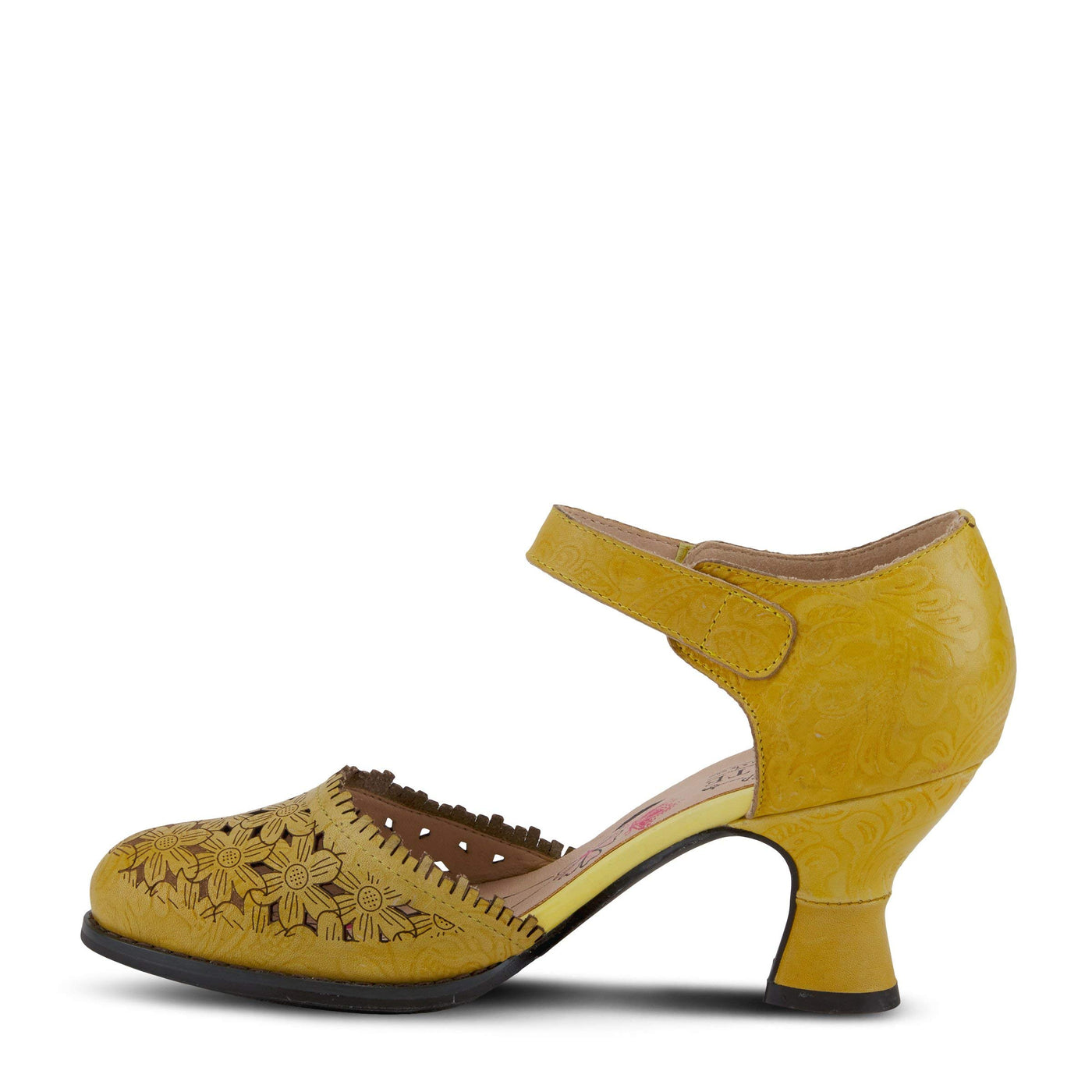 Spring Step L'Artiste Visionary Pump Shoes for Women | French Inspired Hand Painted Leather D'Orsay High Heels for Women with Ankle Strap Yellow EU 40 / US 9