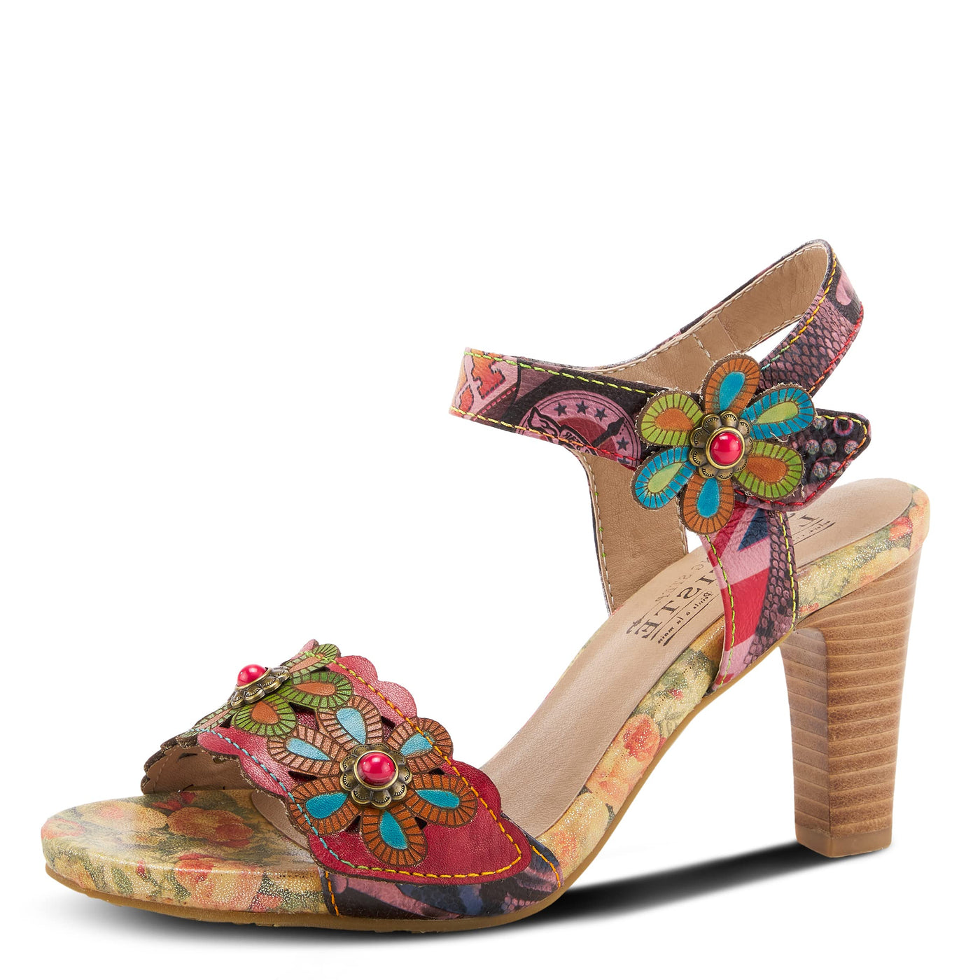 Spring Step L'Artiste Women's Gardena Quarter Strap Sandal Red Multi EU 42 / US 10.5-11