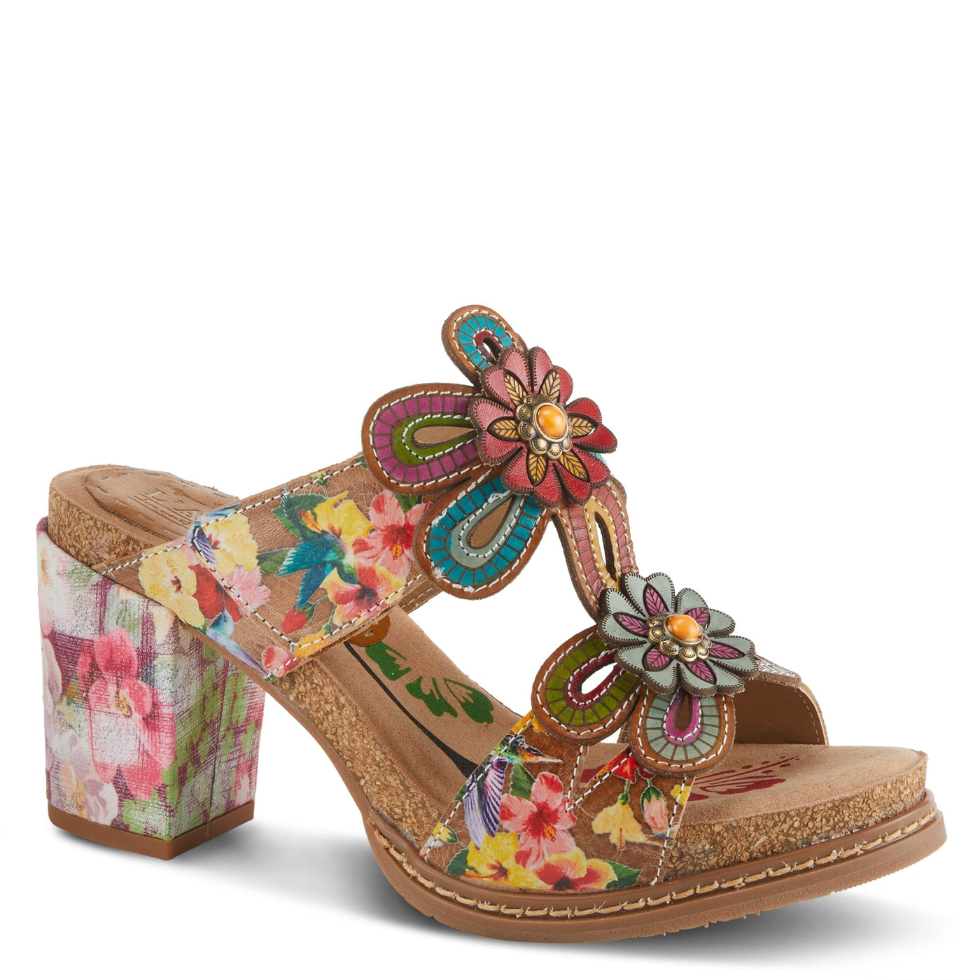 Spring Step L'Artiste Women's Gwena Slide High Heel Sandal Tan Multi EU 36 / US 5.5-6