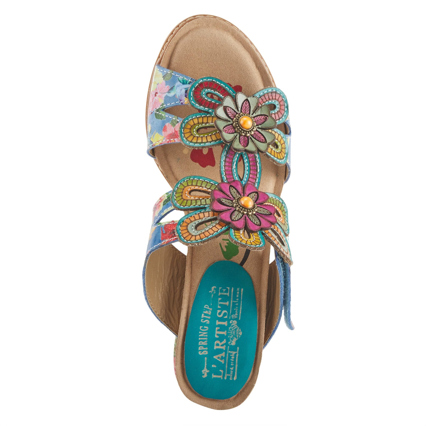 Spring Step L'Artiste Women's Gwena Slide High Heel Sandal Blue Multi EU 37 / US 6.5-7