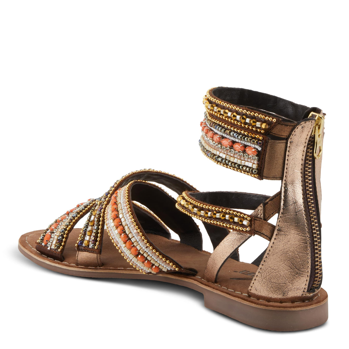 Azura Women's Andromeda Gladiator Flat Sandals with Jewels Gold Multi EU 35 / US 5