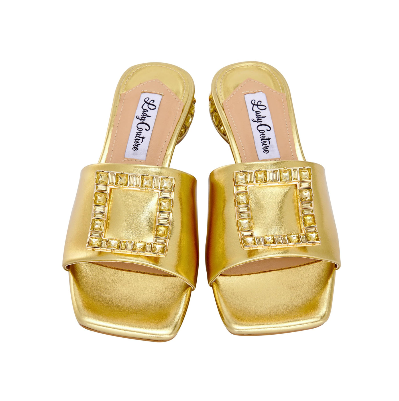 Lady Couture Amore Metallic Jewel Slide, Gold, 9