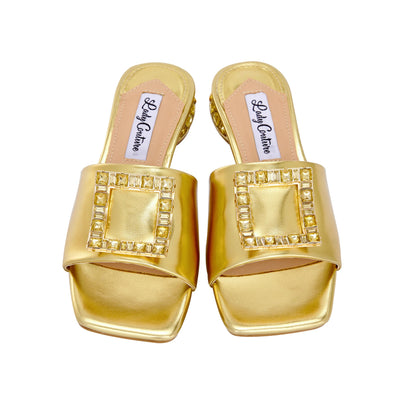 Lady Couture Amore Metallic Jewel Slide, Gold, 6