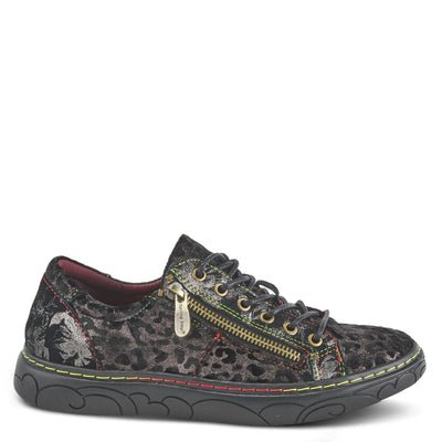 Spring Step L'Artiste Danli-Cheeta Snakers for Women - Animal Print Girls Sneaker - Ladies Fashion Snakers with Zipper and Adjustable Laces - Pewter Multi EU 38 / US 7.5-8