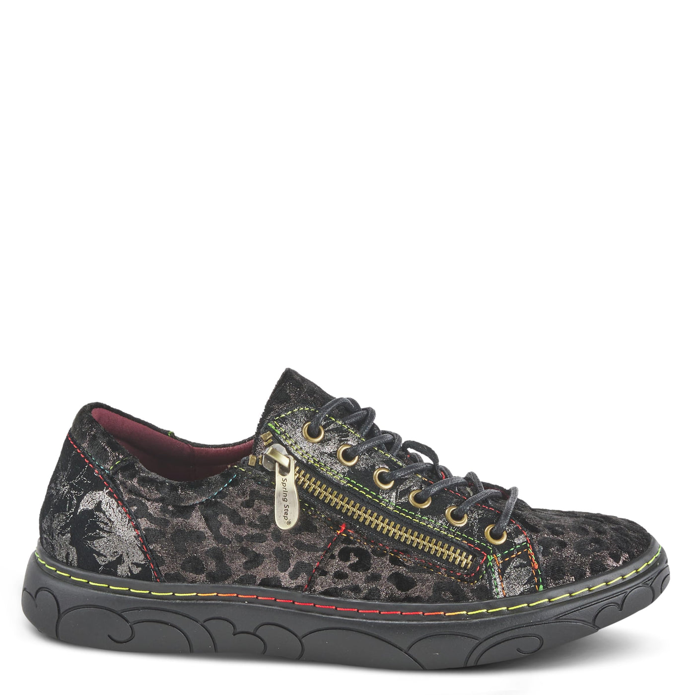 Spring Step L'Artiste Danli-Cheeta Snakers for Women - Animal Print Girls Sneaker - Ladies Fashion Snakers with Zipper and Adjustable Laces - Pewter Multi EU 41 / US 9.5-10
