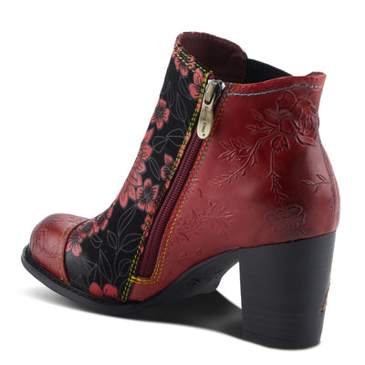 Spring Step L'Artiste Ceja Women's Embossed Floral Bootie - Cap Toe, Eye-Catching Ankle Boots with Unique Patterns Bordeaux Multi EU 35 / US 5