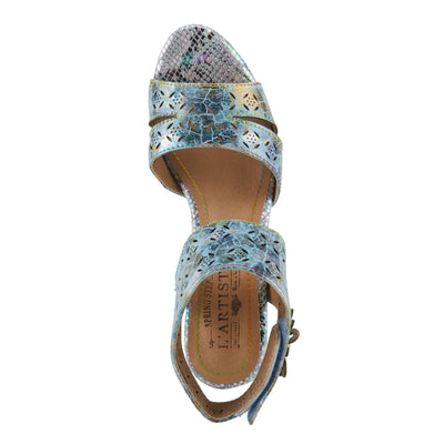 Spring Step L'Artiste Women's POSTER-METAL Metallic Leather Sandals, Artistic Elegance and Modern Design Blue Multi EU 42 / US 10.5-11