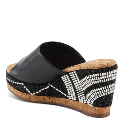 PATRIZIA Women's RADIANT Wedge Slide Sandals with Crystals Black EU 36 / US 5.5-6
