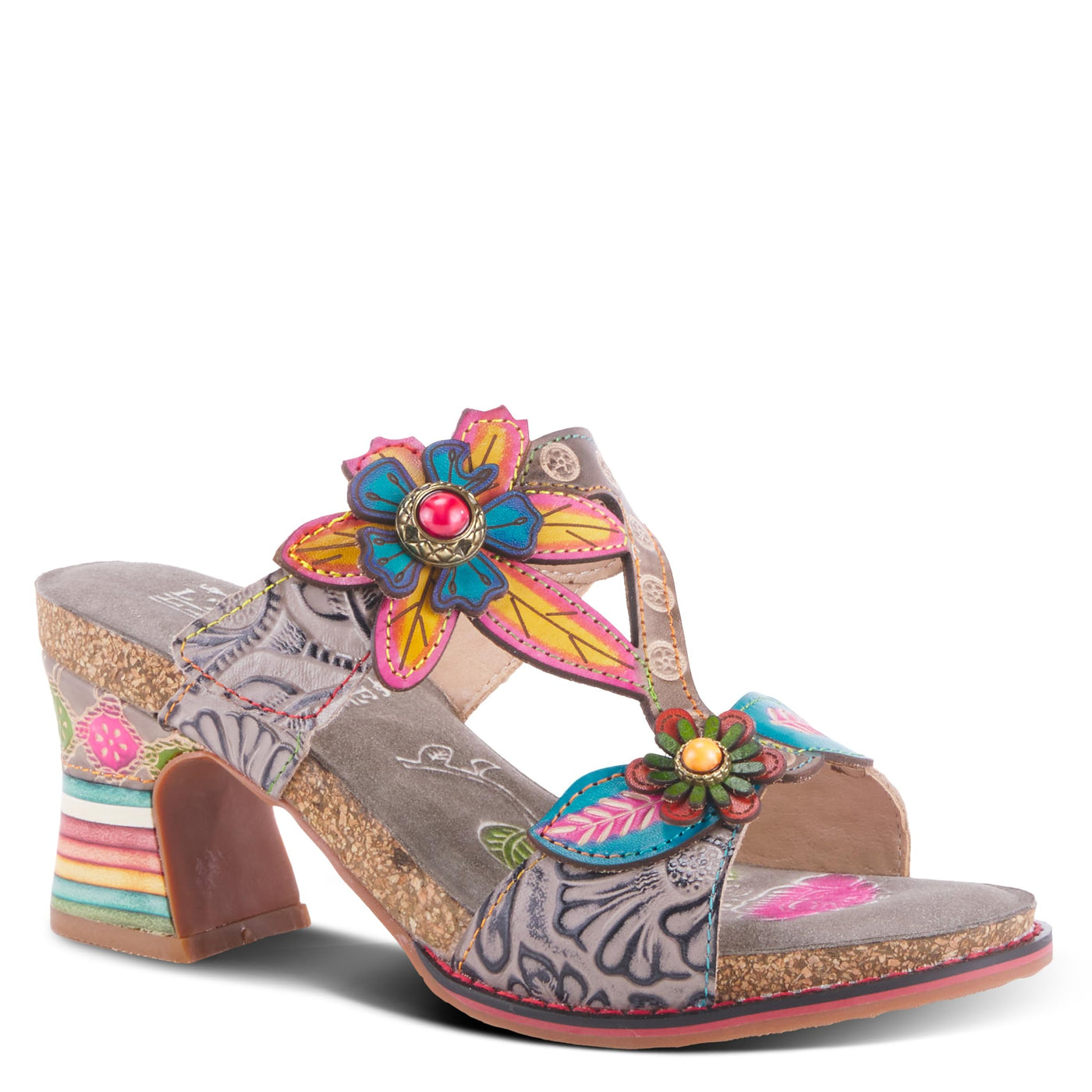 Spring Step L'Artiste Women's Rossie Slide High Heel SandalGrey Multi EU 36 / US 5.5-6