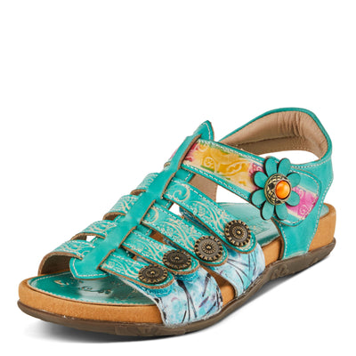 Spring Step L'Artiste Women's ACTIONETTA Artistic Sandals with Multiple Hook and Loop Closures Turquoise Multi EU 37 / US 6.5-7