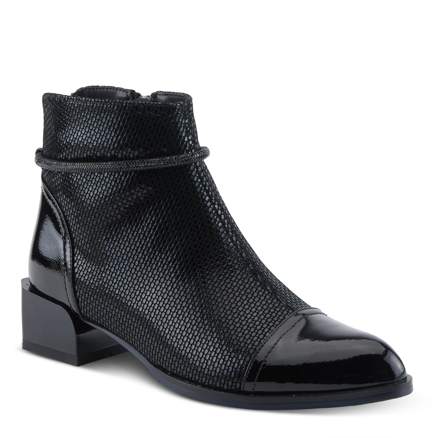 Azura Women's SHELBI Fashionable Leather Booties with Buckle Detail, Side Zipper, and Low Heel