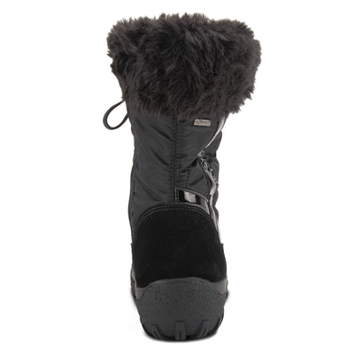 Flexus Spring Step Stormy Boots for Women - Waterproof Women's Snow Boots With Adjustable Lace and Zippers - Faux Fur Winter Boots for Outdoor - Black EU 40 / US 9