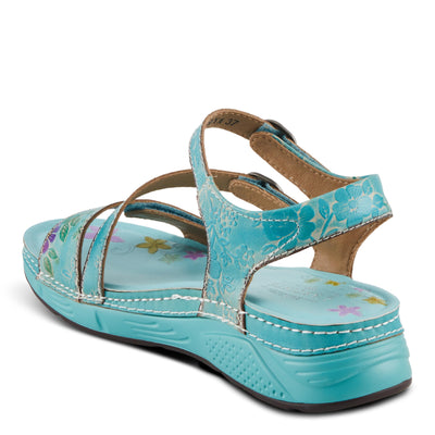 Spring Step L'Artiste Women's Anneka Hand-Painted Athleisure Sandals - Lightweight Floral Design with Adjustable Hook and Loop Closures Sky Blue Multi EU 36 / US 5.5-6