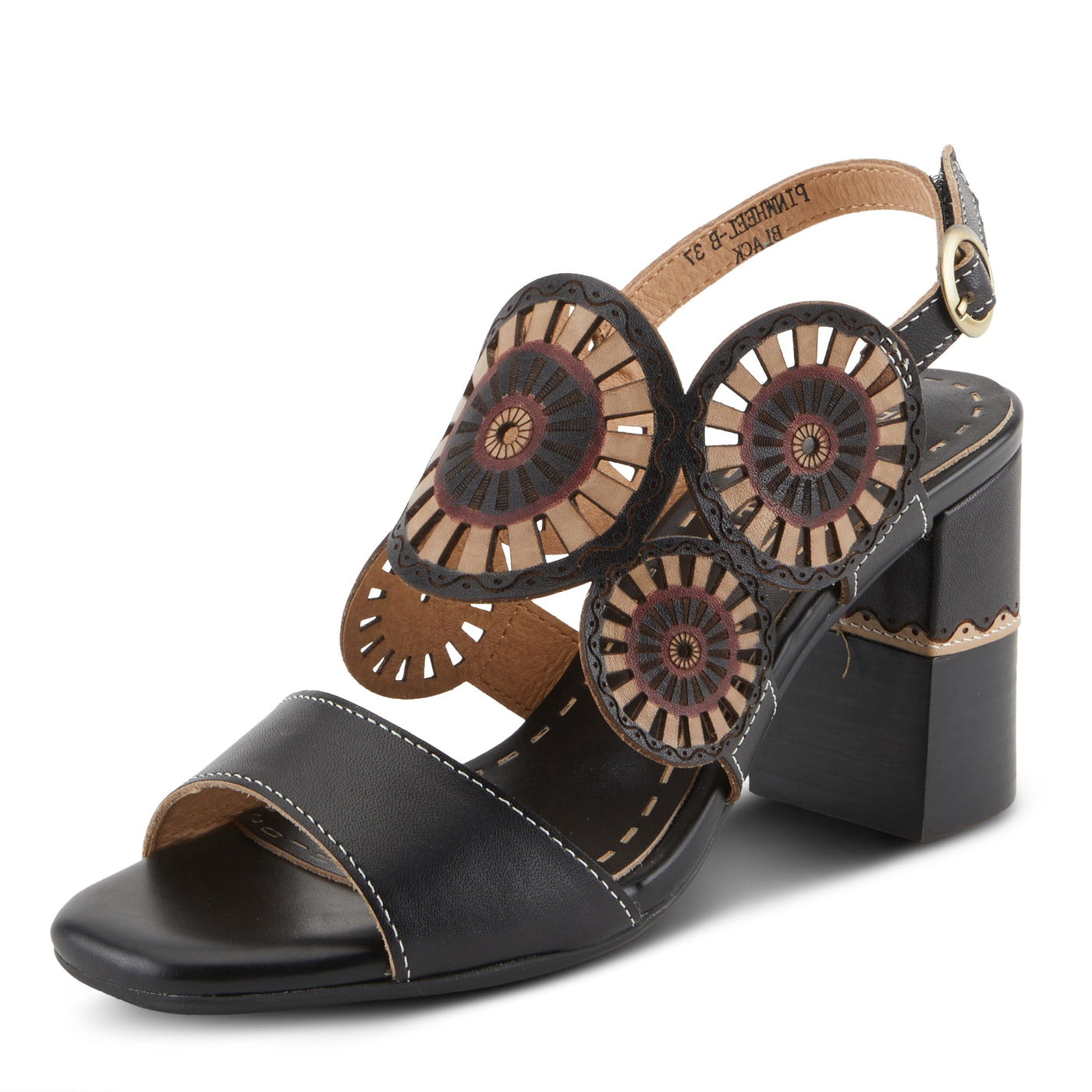 L'Artiste by Spring Step Women's Pinwheel Sandal, Black, 6.5-7