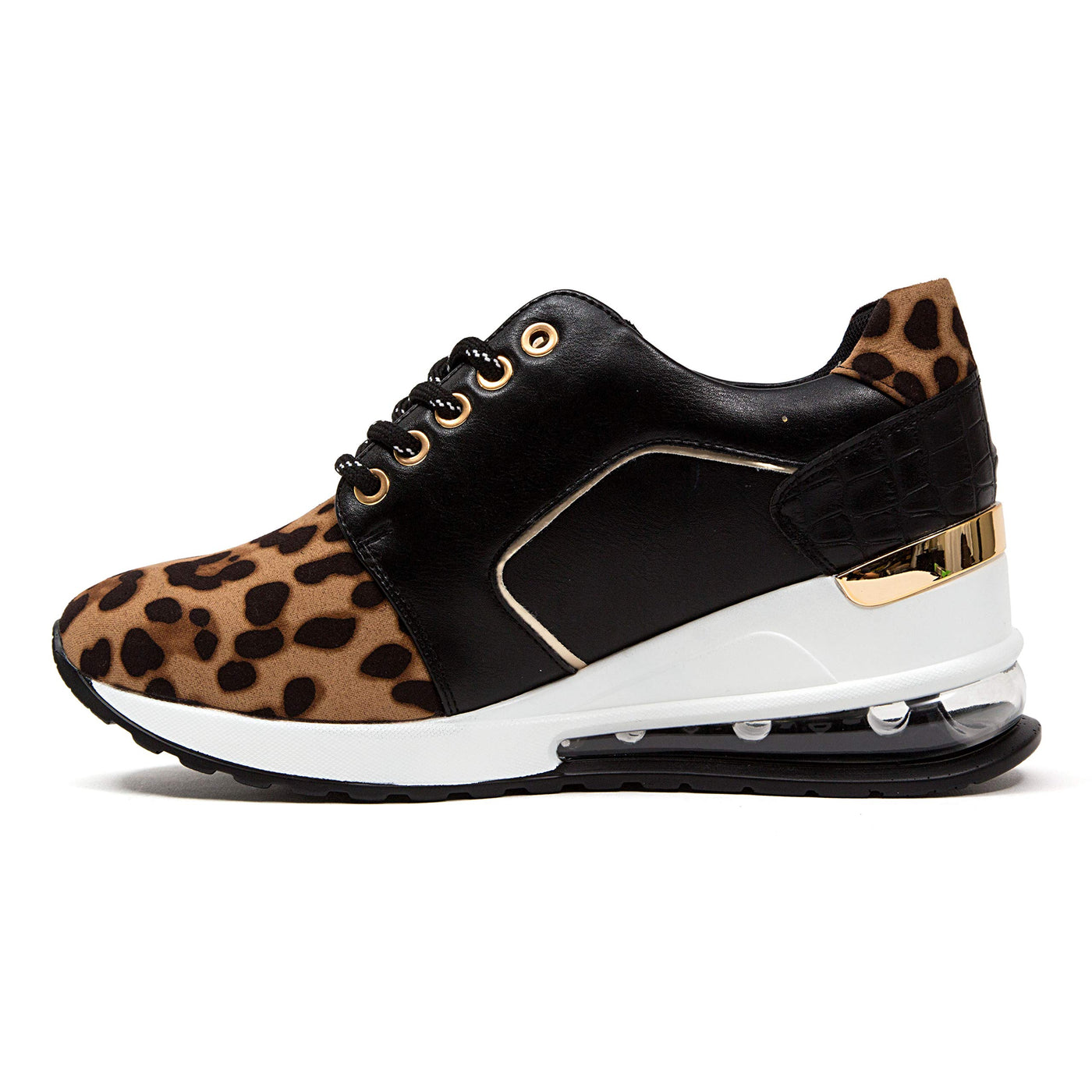 Lady Couture Leopard Print Wedge Sneaker, Ultra Black 6