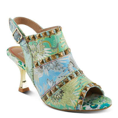 Spring Step L'Artiste Women's CHAVVI Slingback Sandals with Delicate Gold Accents Green Multi EU 41 / US 9.5-10