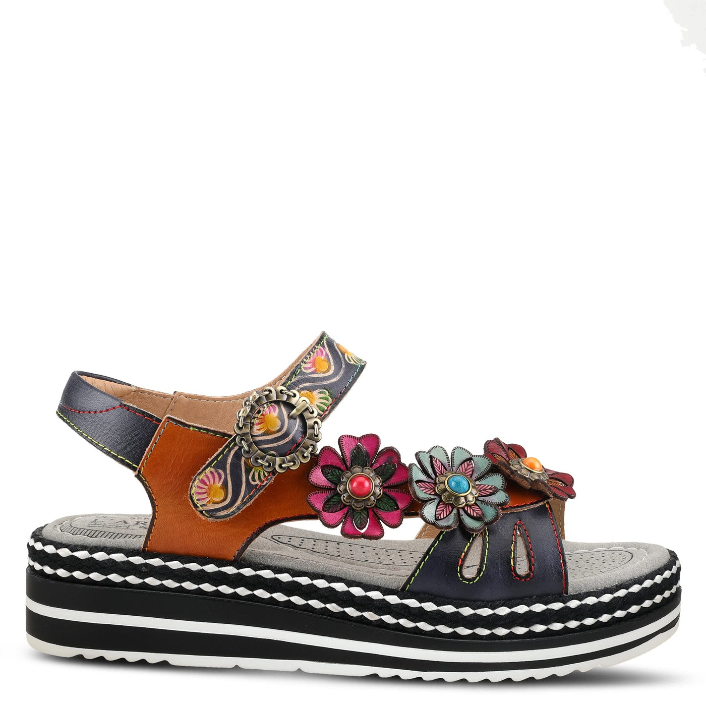 Spring Step L'Artiste Women's Laga Slide Sandal Navy Multi EU 42 / US 10.5-11