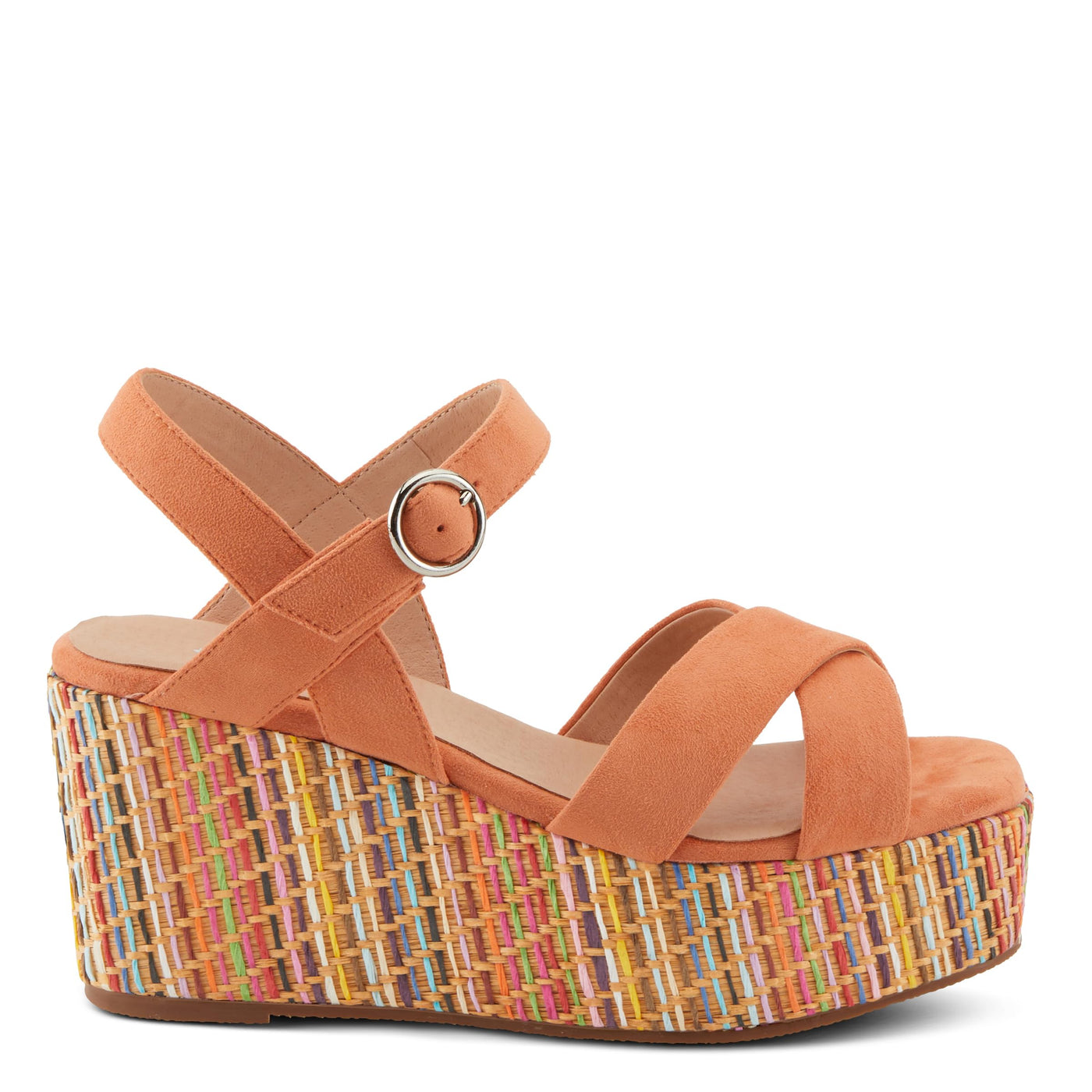 PATRIZIA Women's RAINBOWFUN Multicolor Quarter Strap Wedge Sandals Apricot EU 40 / US 9