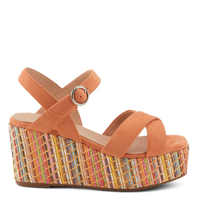 PATRIZIA Women's RAINBOWFUN Multicolor Quarter Strap Wedge Sandals Apricot EU 40 / US 9