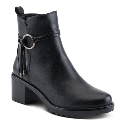PATRIZIA Women's BRIGGS Heeled Booties with Burnished Finish, Decorative Laces, and Zipper Closure Black EU 40 / US 9