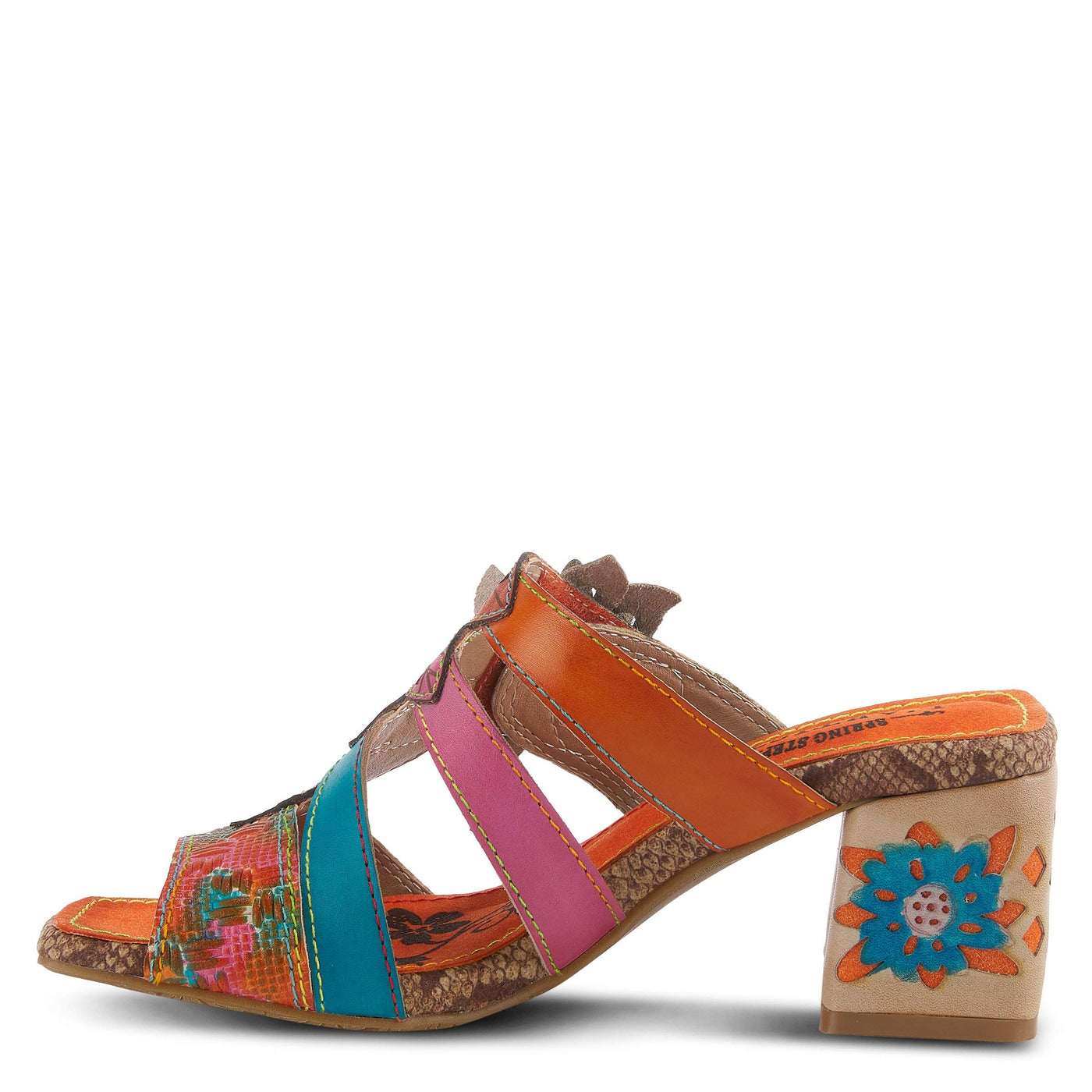 Spring Step L'Artiste Women's Izetru Slide Sandal Orange Multi EU 38 / US 7.5-8