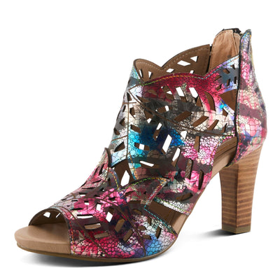 Spring Step L'Artiste Women's AMORA Closed Back Heeled Summer Bootie Fuchsia Multi Met EU 40 / US 9