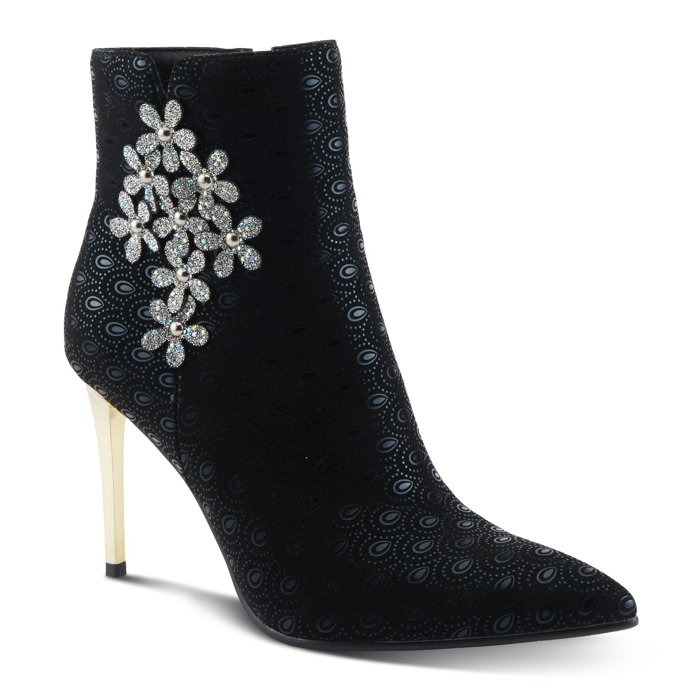 Azura Women's LUMINOUS Stylish Ankle Booties with Shimmer Finish, Comfortable Block Heel, and Zipper Closure Black EU 39 / US 8.5