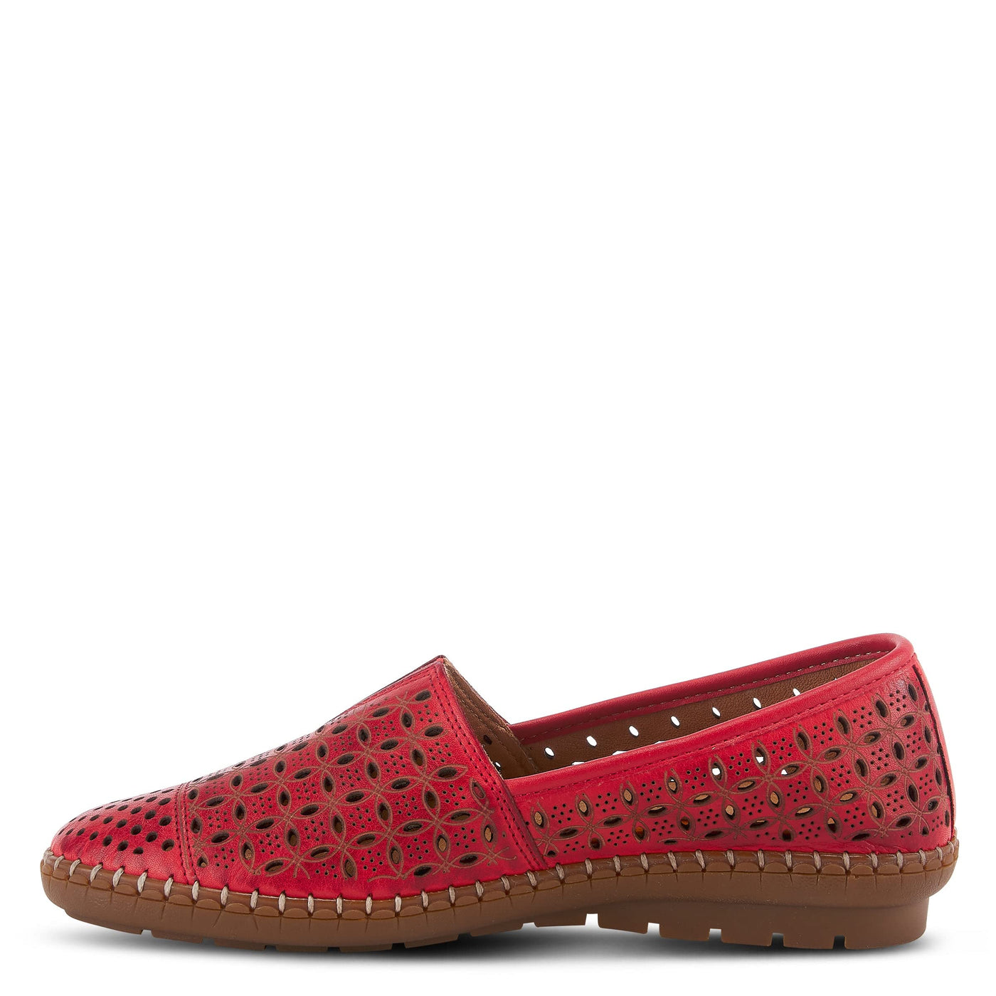 Spring Step Oralis Leather Loafers for Women - Comfortable Slip-On Shoes with Rubber Outsole - Ladies Casual Loafers with Low Heel - Red EU 38 / US 7.5-8