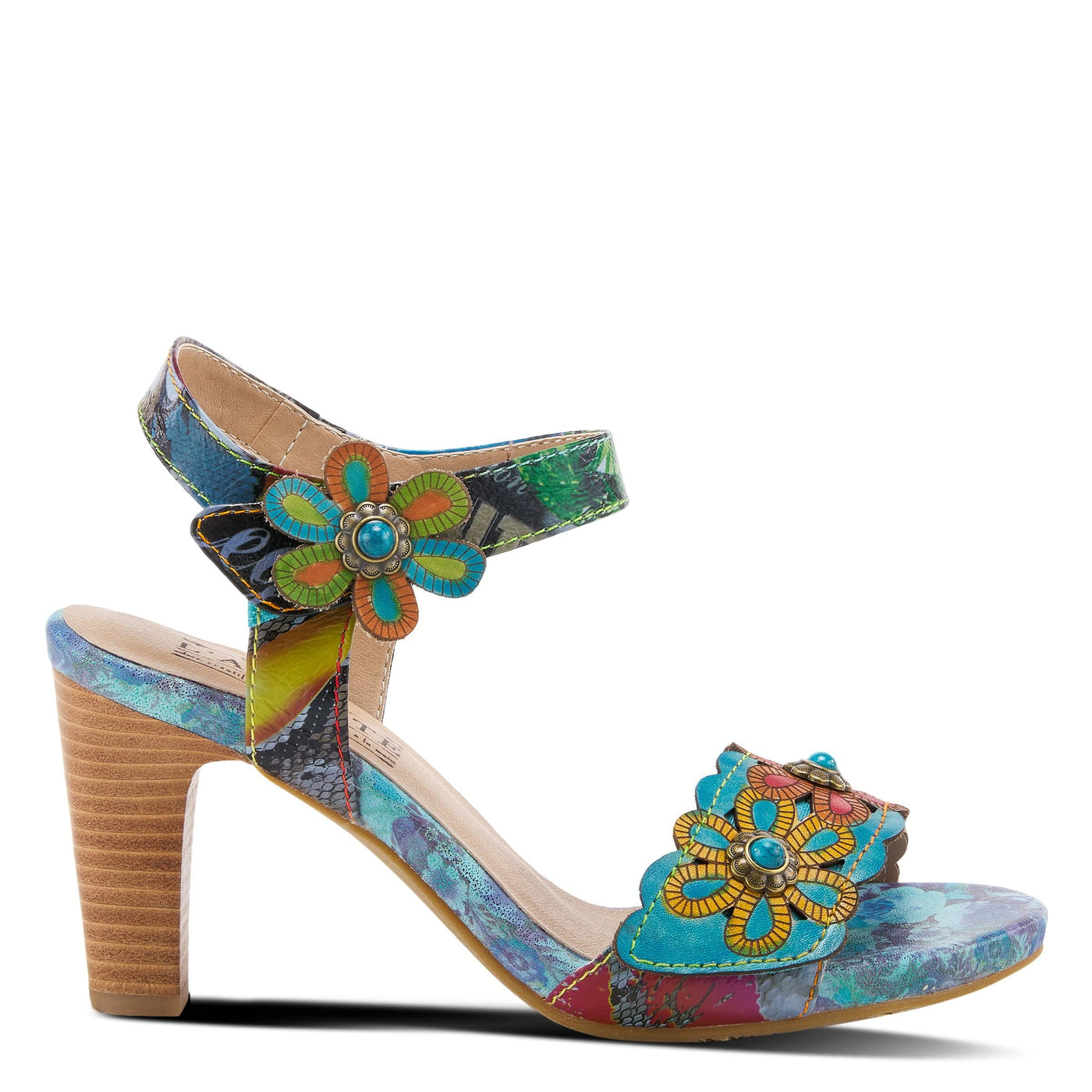 Spring Step L'Artiste Women's Gardena Quarter Strap Sandal Blue Multi EU 41 / US 9.5-10