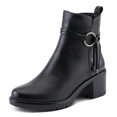 PATRIZIA Women's BRIGGS Heeled Booties with Burnished Finish, Decorative Laces, and Zipper Closure Black EU 38/ US 7.5-8