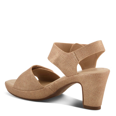PATRIZIA Women's DADE-WOVEN Hook and Loop Sandals - Textured Faux Leather with Gold Button Accents, Adjustable Fit LIGHT TAN EU 38 / US 7.5-8