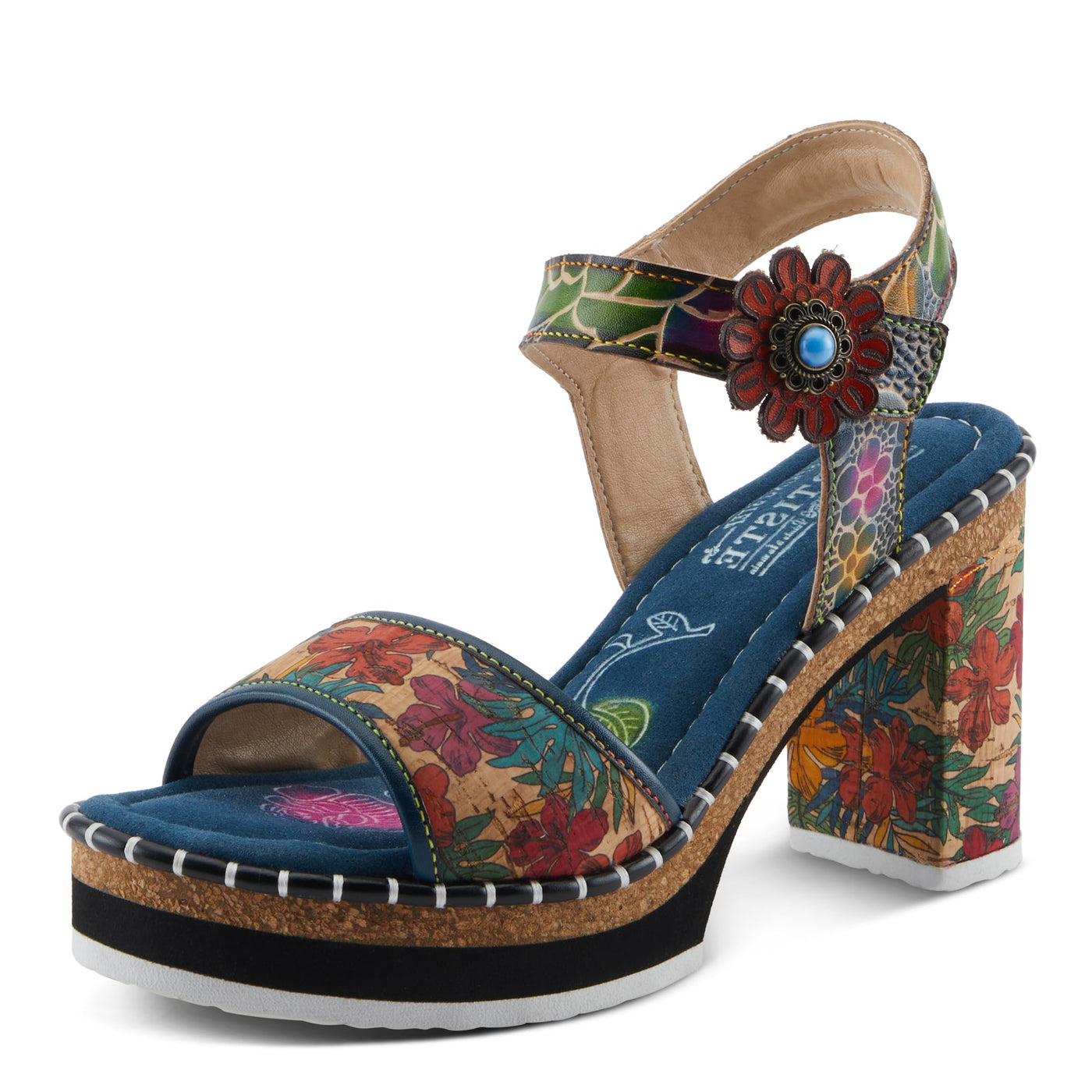 L'Artiste by Spring Step Women's Charisma Sandal, Navy Multi, 10.5-11