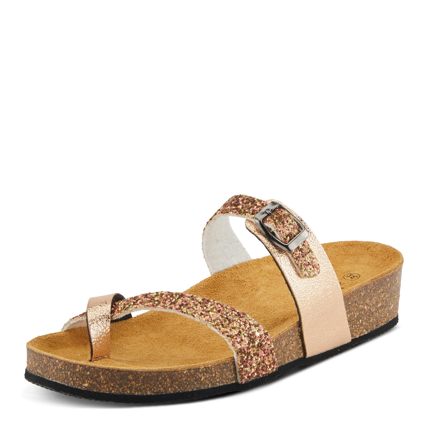 Spring Step BURCH Women's Glamorous Sandals - Glittery Upper, Toe Ring Detail, Cushioned Footbed Copper EU 36 / US 5.5-6
