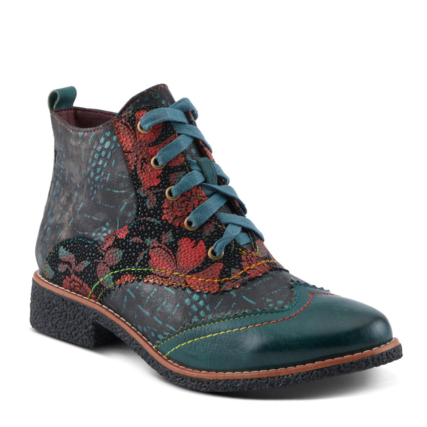 Spring Step L'Artiste Muggianahi Women's Oxford Bootie - Metallic Print, Textured Pin Dots, Fashion-Forward & Comfortable