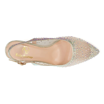 Lady Couture Lola Embellished Pointed Toe Slingback Pump, Gold, 10