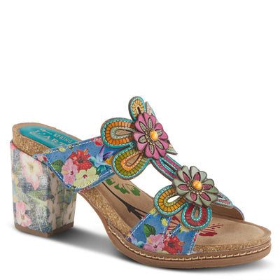 Spring Step L'Artiste Women's Gwena Slide High Heel Sandal Blue Multi EU 37 / US 6.5-7