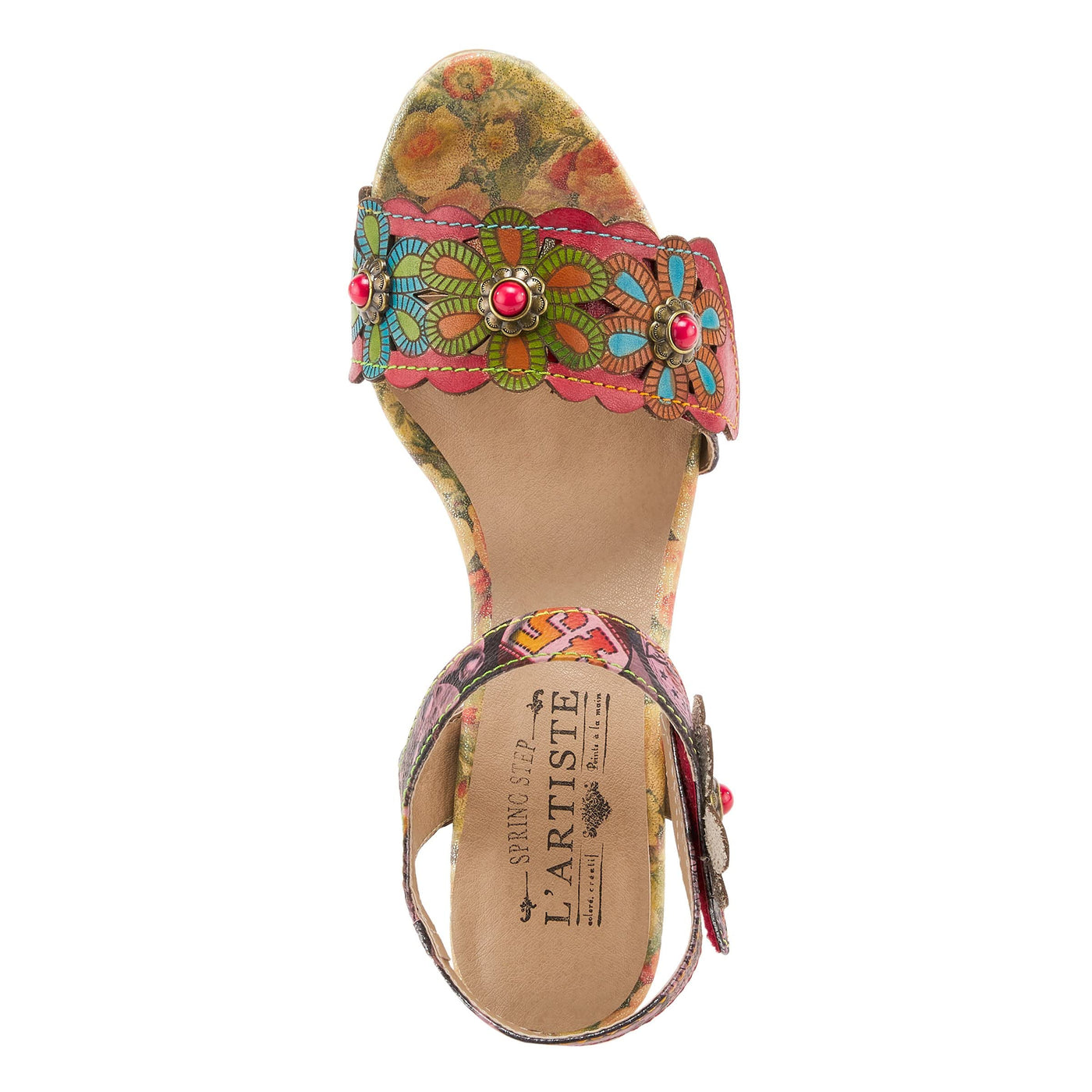 Spring Step L'Artiste Women's Gardena Quarter Strap Sandal Red Multi EU 42 / US 10.5-11