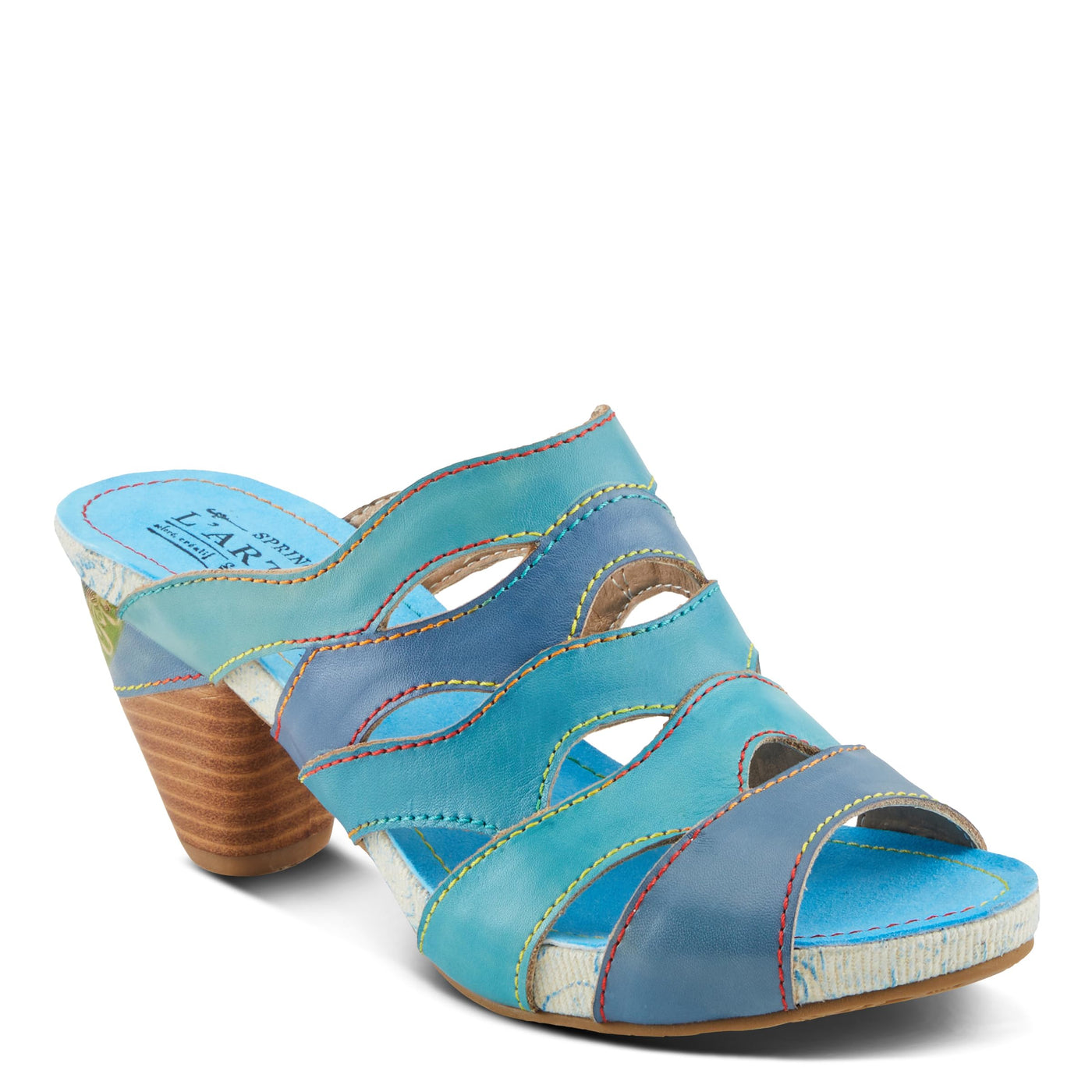 L'Artiste by Spring Step Women's Pita Sandal, Turquoise Multi, 6.5-7