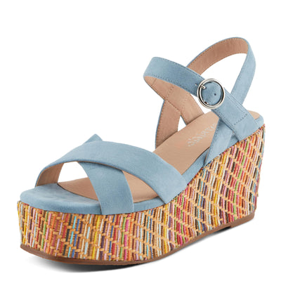 PATRIZIA Women's RAINBOWFUN Multicolor Quarter Strap Wedge Sandals Blue EU 42 / US 10.5-11