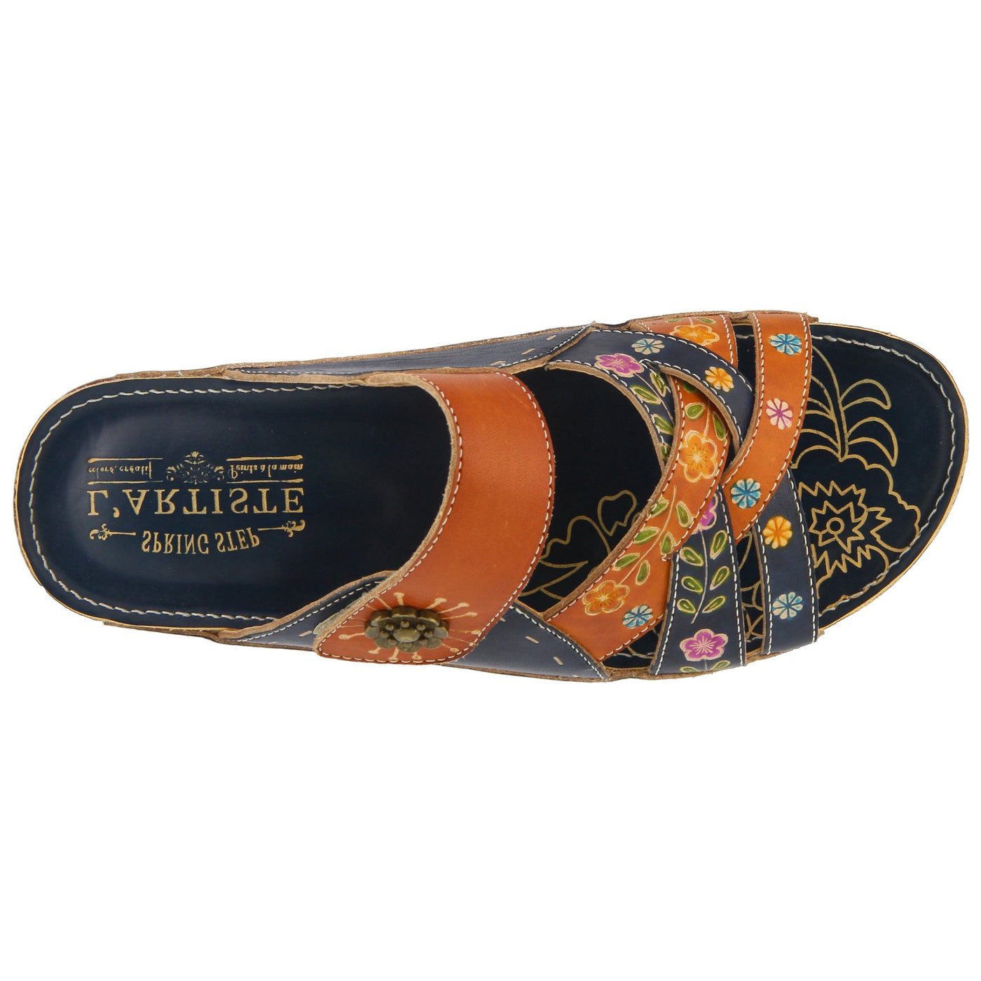 L'Artiste by Spring Step Women's LEIGH Sandals, navy multi 4, 37 M EU (US 6.5-7)