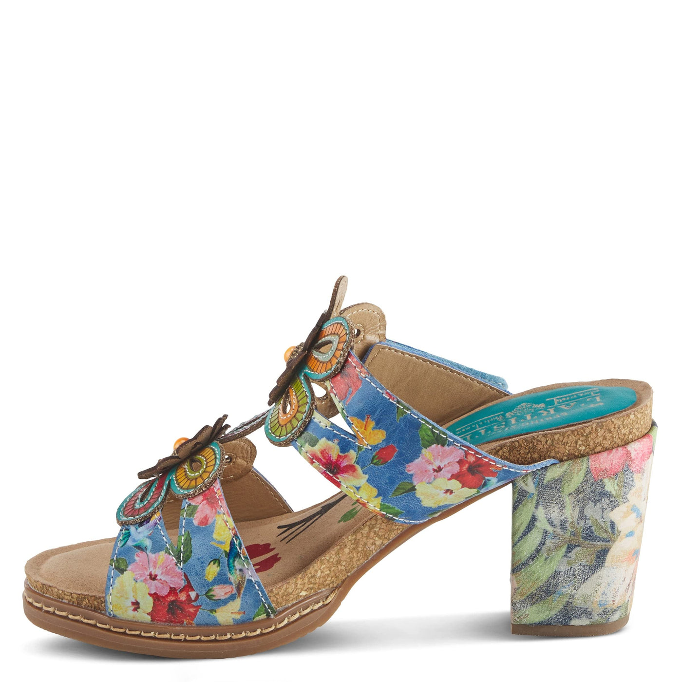 Spring Step L'Artiste Women's Gwena Slide High Heel Sandal Blue Multi EU 37 / US 6.5-7