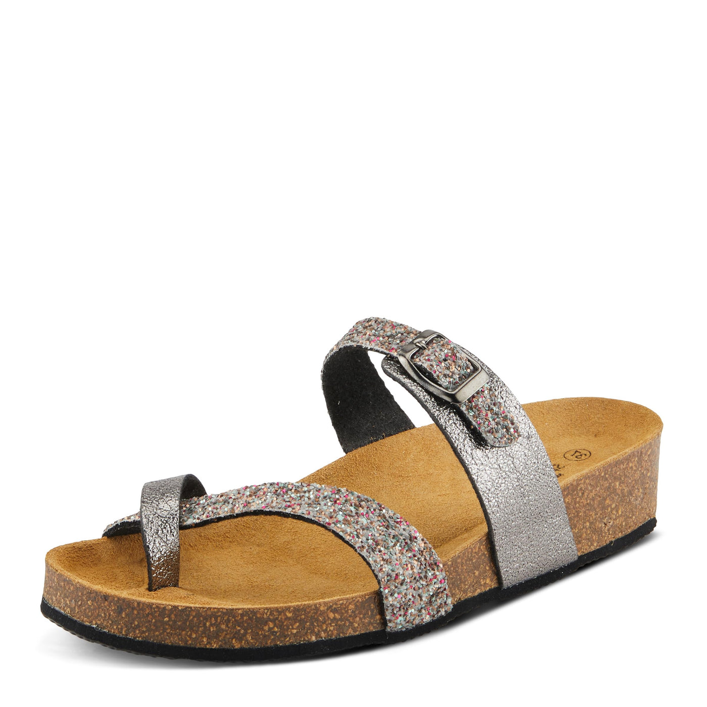 Spring Step BURCH Women's Glamorous Sandals - Glittery Upper, Toe Ring Detail, Cushioned Footbed