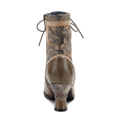 L’Artiste by Spring Step Women's Bewitch-Floral Ankle Boot, Olive Multi, 7.5-8