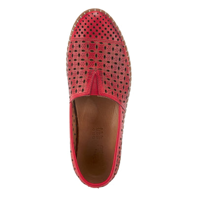 Spring Step Oralis Leather Loafers for Women - Comfortable Slip-On Shoes with Rubber Outsole - Ladies Casual Loafers with Low Heel - Red EU 38 / US 7.5-8