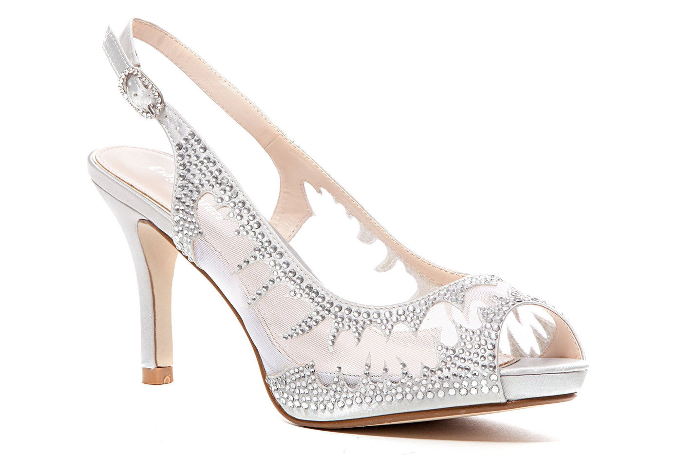 LADY COUTURE Women's MESH Platform Sling Back, Spicy Silver 40