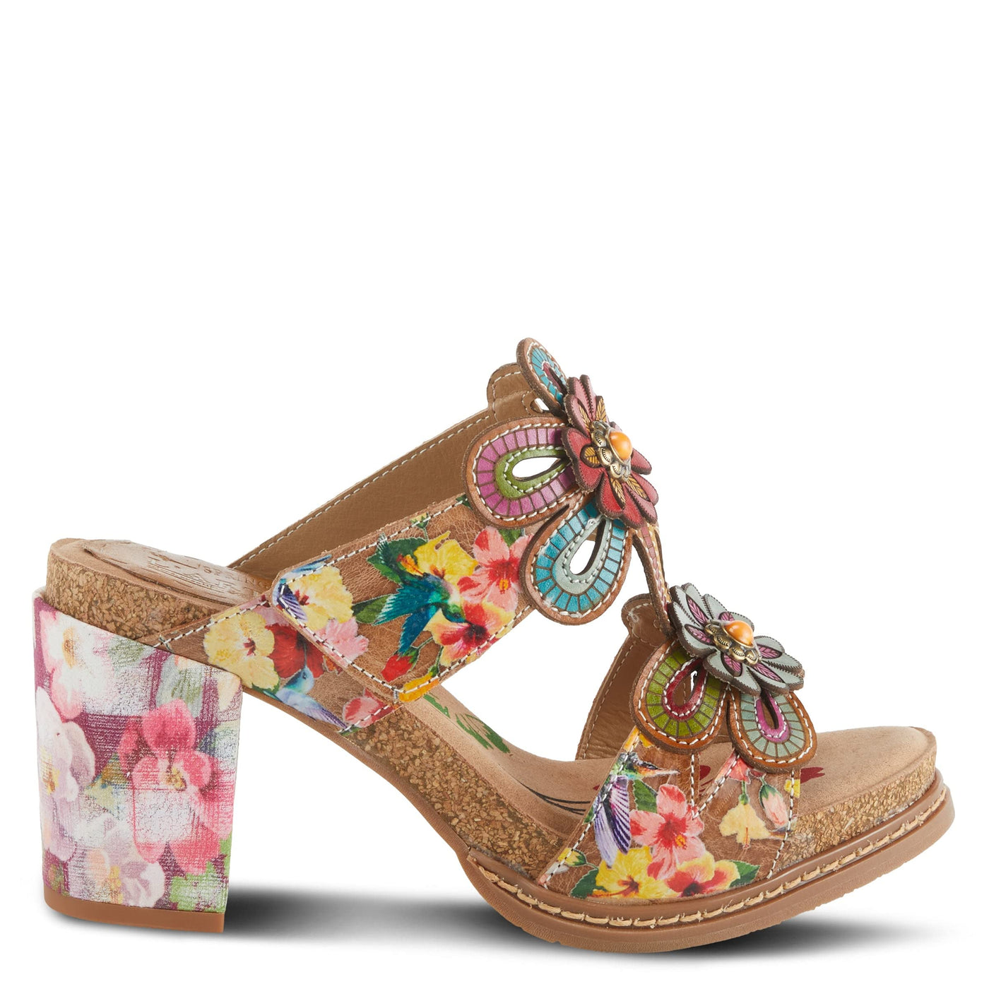 Spring Step L'Artiste Women's Gwena Slide High Heel Sandal Tan Multi EU 36 / US 5.5-6