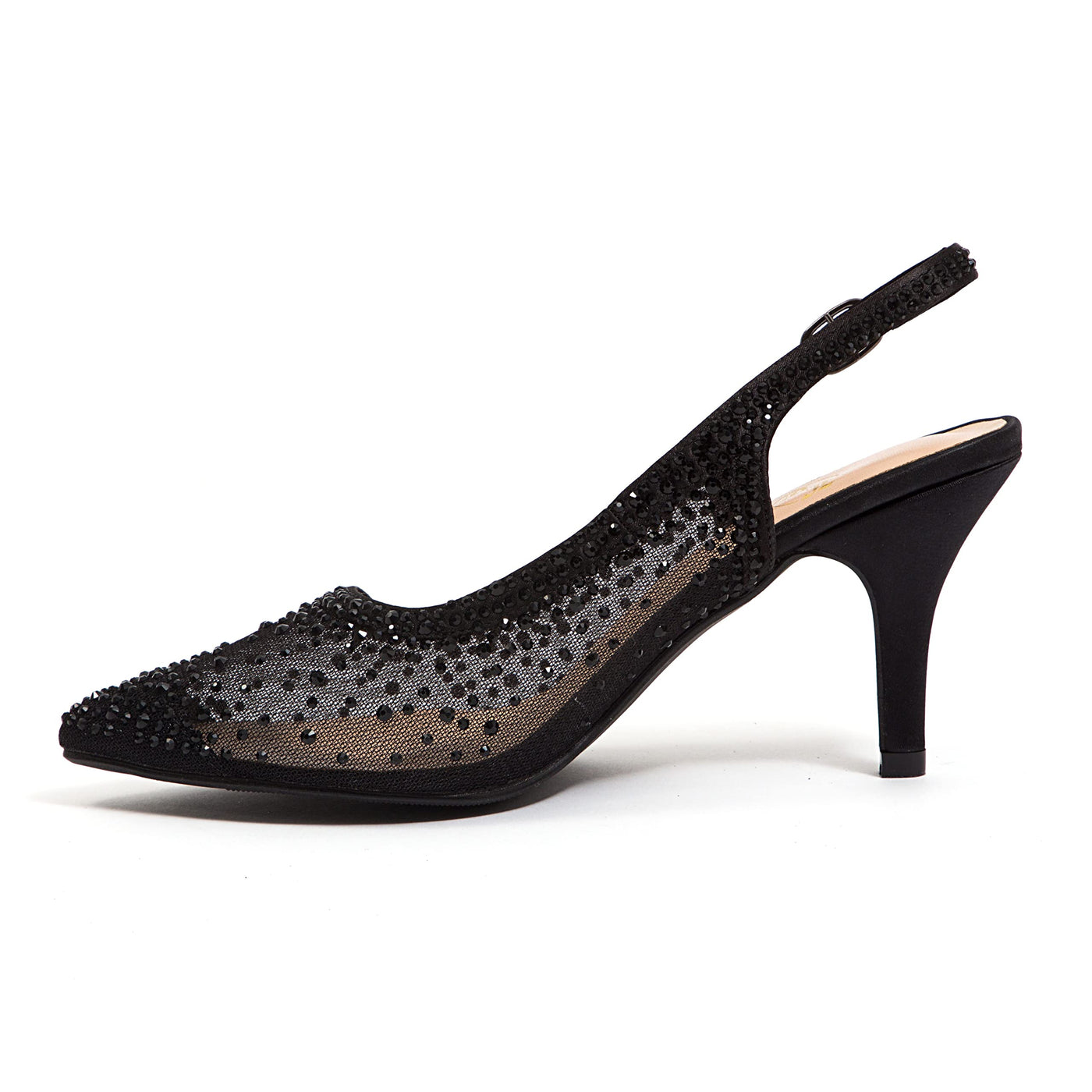 Lady Couture Lola Embellished Pointed Toe Slingback Pump, Black, 5