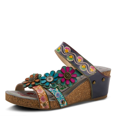 Spring Step L'Artiste Women's Delight Slide Sandals | Adjustable Hook & Loop Straps, Lightweight Designer Sandals for Women Navy Multi EU 41 / US 9.5-10