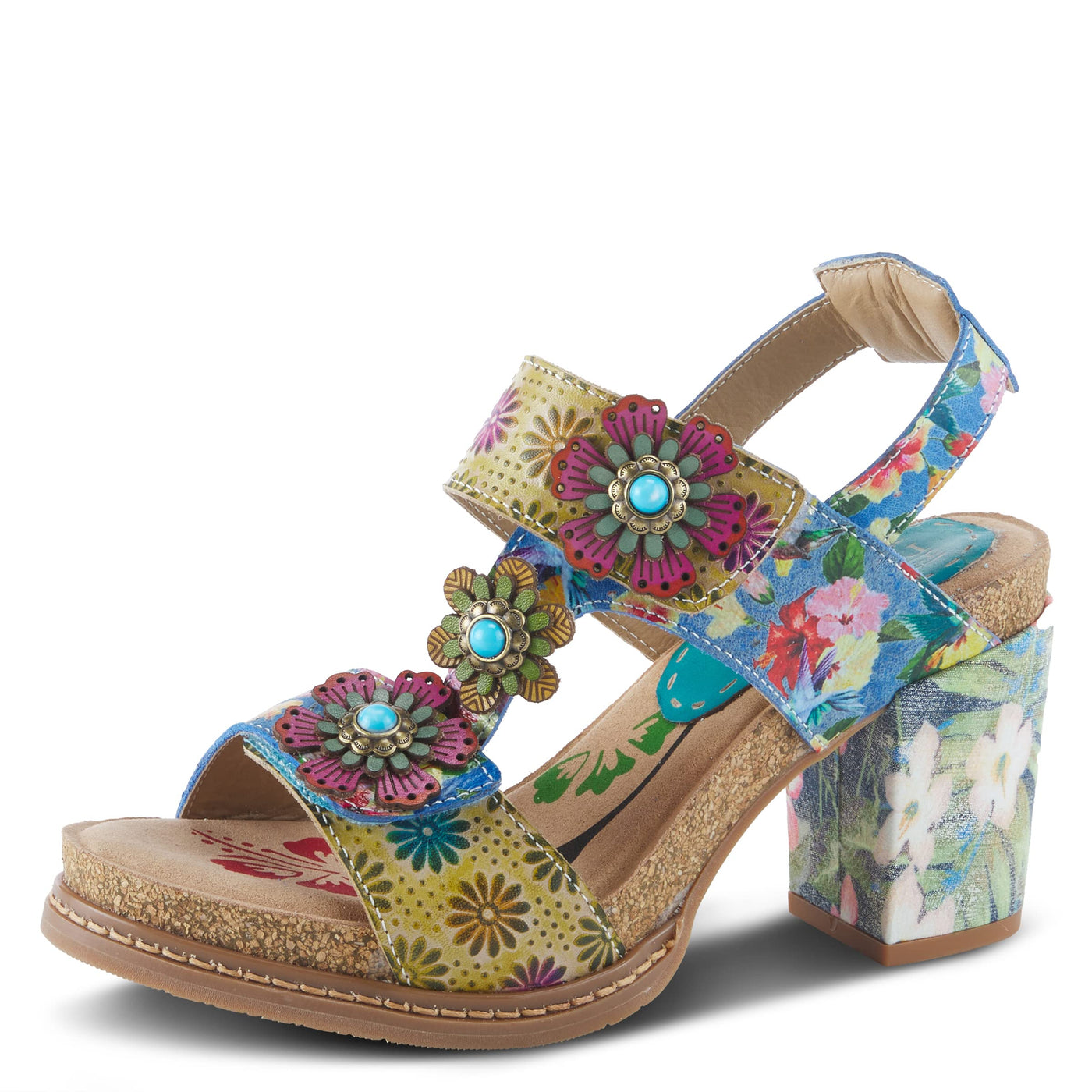 Spring Step L'Artiste Women's Guitarra Back Strap High Heel Sandal Blue Multi EU 42 / US 10.5-11