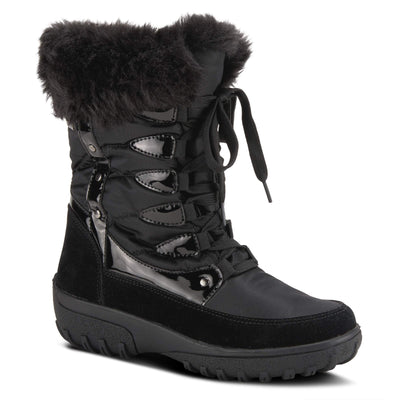 Flexus Spring Step Stormy Boots for Women - Waterproof Women's Snow Boots With Adjustable Lace and Zippers - Faux Fur Winter Boots for Outdoor - Black EU 40 / US 9